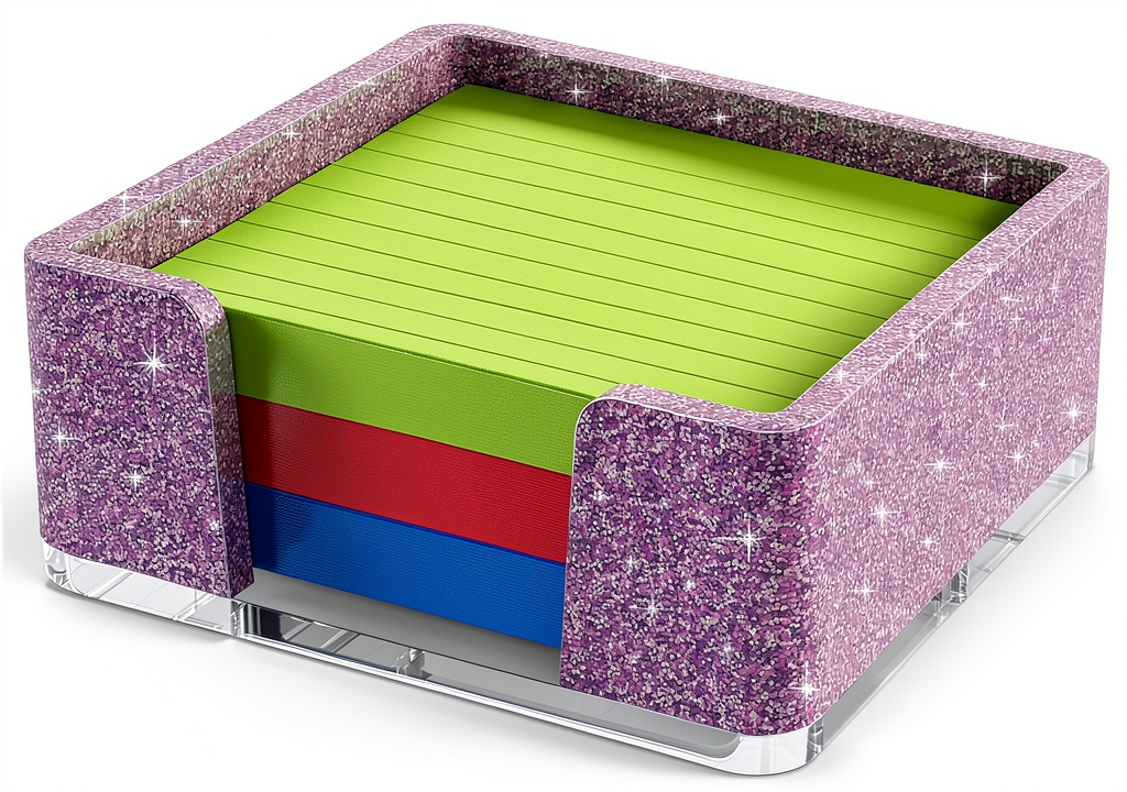 Installing Kucle Acrylic Sticky Note Holder on a wooden desk