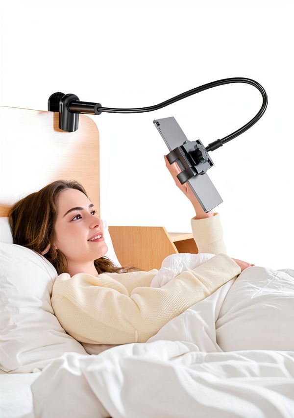 Bokilino Adjustable Black Tablet Mount Gooseneck Stand 33in Arm-2