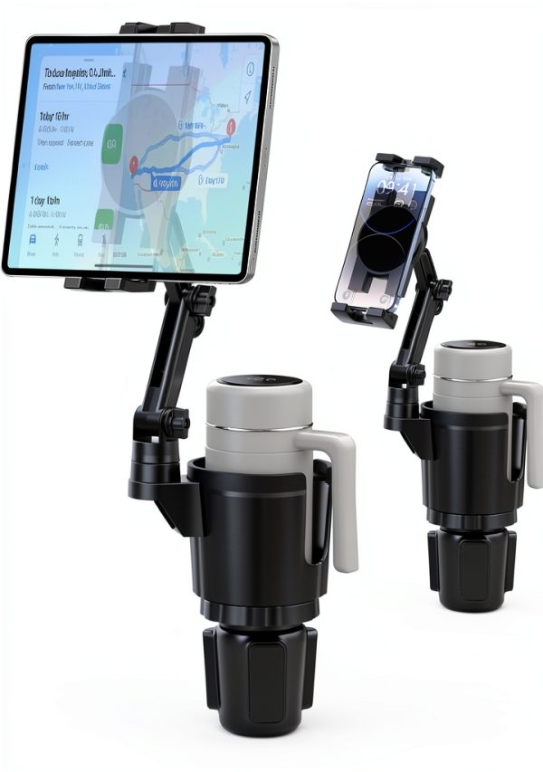 Peastrex Tablet Mount Cup Holder with Foldable Arm 360° Rotation Black-0