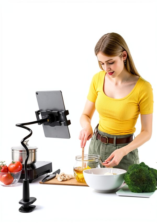 Bokilino Adjustable Black Tablet Mount Gooseneck Stand 33in Arm-3