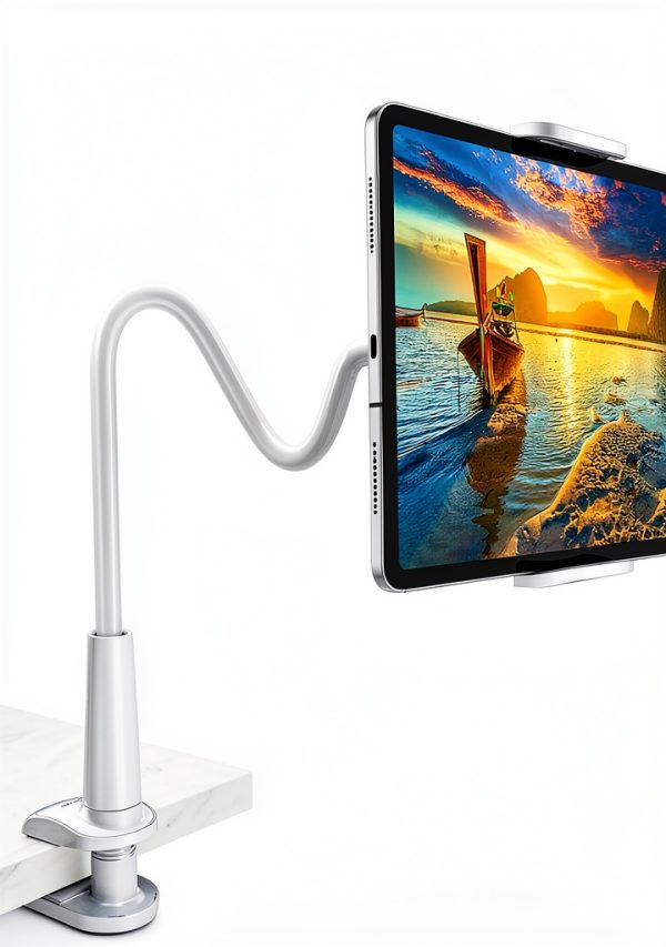 Adjustable Tablet Stand Tryone Aluminum Clamp Mount White Black-0