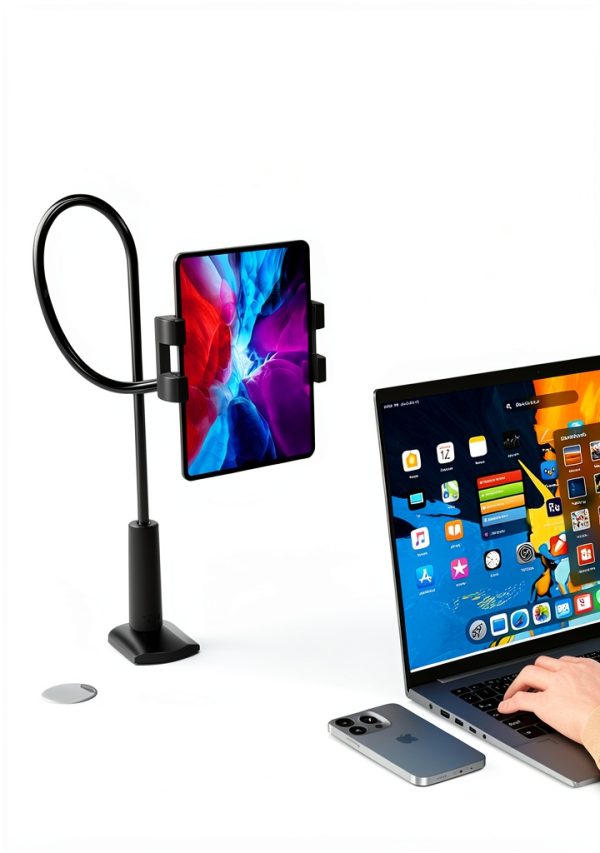 Bokilino Adjustable Black Tablet Mount Gooseneck Stand 33in Arm-1