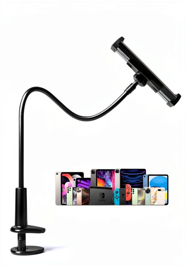 Bokilino Adjustable Black Tablet Mount Gooseneck Stand 33in Arm-4