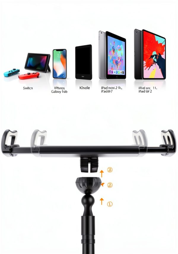 Tablet Holder SRMATE Gooseneck Aluminum Stand Black 33‑Inch-1