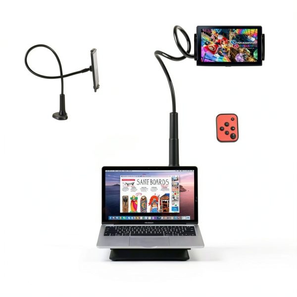 Tablet Holder SRMATE Gooseneck Aluminum Stand Black 33‑Inch-4
