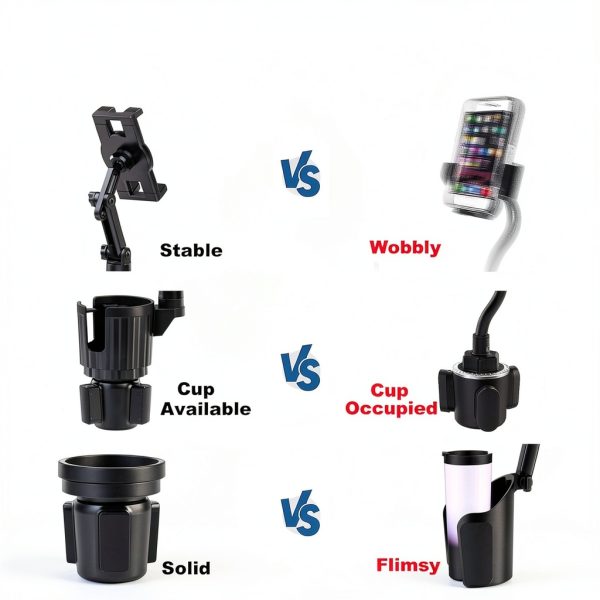 Peastrex Tablet Mount Cup Holder with Foldable Arm 360° Rotation Black-2