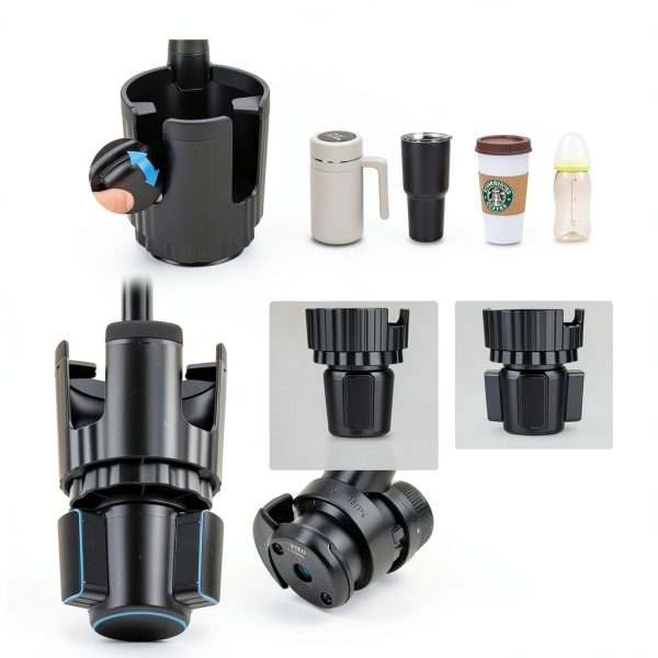 Peastrex Tablet Mount Cup Holder with Foldable Arm 360° Rotation Black-4