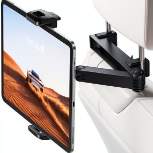 Lamicall Car Headrest Tablet Holder Black Metal Lock Extension Arm-0