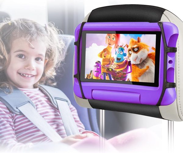 Tablet Headrest Mount Car - Lpoake Elastic Strap, 7-12.9 in, Black-0