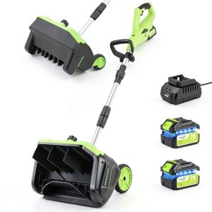 Cordless Snow Shovel iToolMax 16 inch Green 21V Battery Electric-0
