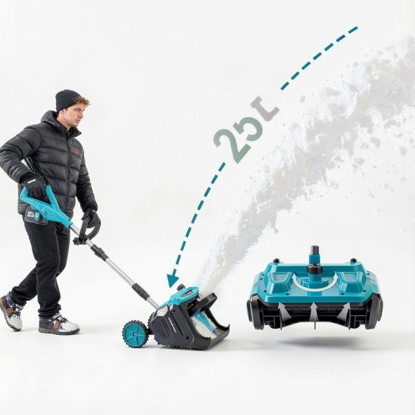 Cordless Snow Shovel FzzboFlow 17-Inch Electric Blower with Wheels 18V-2