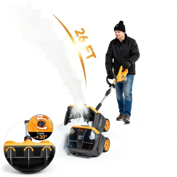 Cordless Snow Shovel 17-Inch Lemolifys Battery Snow Blower Yellow-5