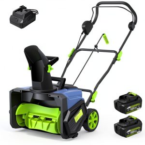 Cordless Snow Blower, Electric Snow Thrower 19 Inch, 40V 4.0Ah Battery Powered Snow Removal, 1500W Brushless Motor 25FT Throw Distance for Driveway Patio - Green-0