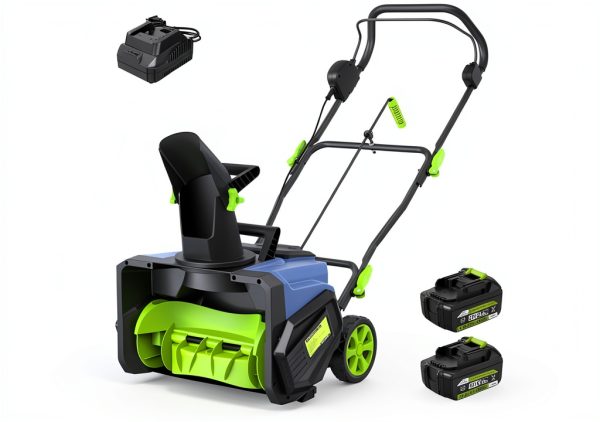 Cordless Snow Blower, Electric Snow Thrower 19 Inch, 40V 4.0Ah Battery Powered Snow Removal, 1500W Brushless Motor 25FT Throw Distance for Driveway Patio - Green-0