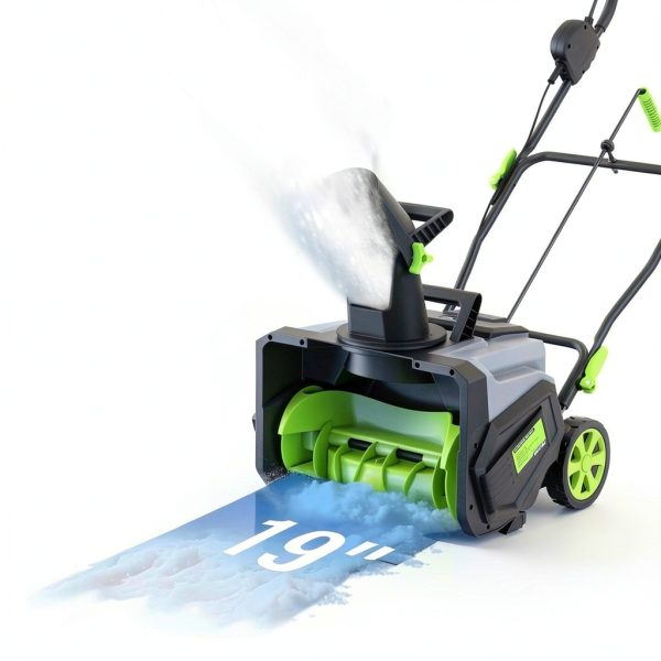 Cordless Snow Blower, Electric Snow Thrower 19 Inch, 40V 4.0Ah Battery Powered Snow Removal, 1500W Brushless Motor 25FT Throw Distance for Driveway Patio - Green-1