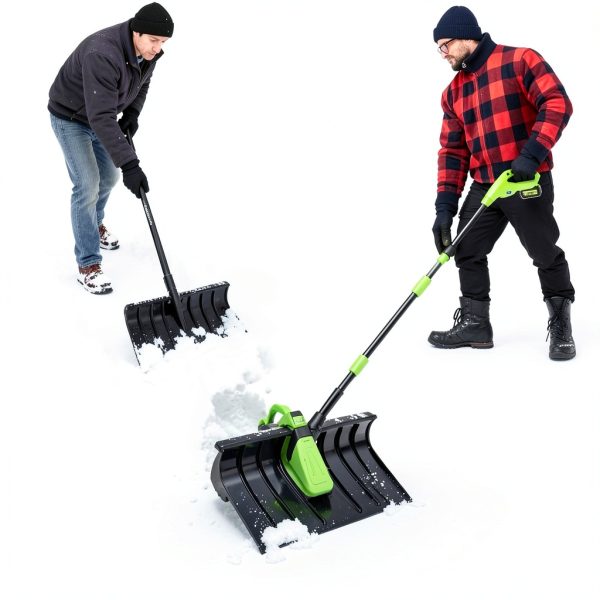 21V Cordless Electric Snow Shovel with 2×4.0Ah Batteries, LED Battery Display, 13.5" Clearing Width & 26FT Throw Distance, Lightweight Battery Snow Shovel for Driveways, Steps, Patios & Sidewalks-3