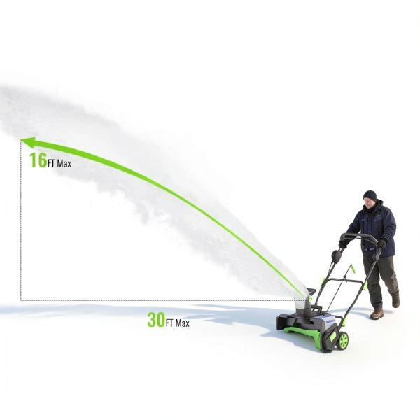 Cordless Snow Blower, Electric Snow Thrower 19 Inch, 40V 4.0Ah Battery Powered Snow Removal, 1500W Brushless Motor 25FT Throw Distance for Driveway Patio - Green-2